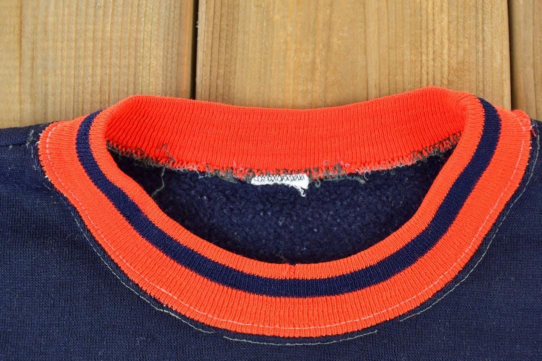 Vintage 1980s Blank Striped Collar Crewneck Sweatshirt Men's Small from propervintagecanada