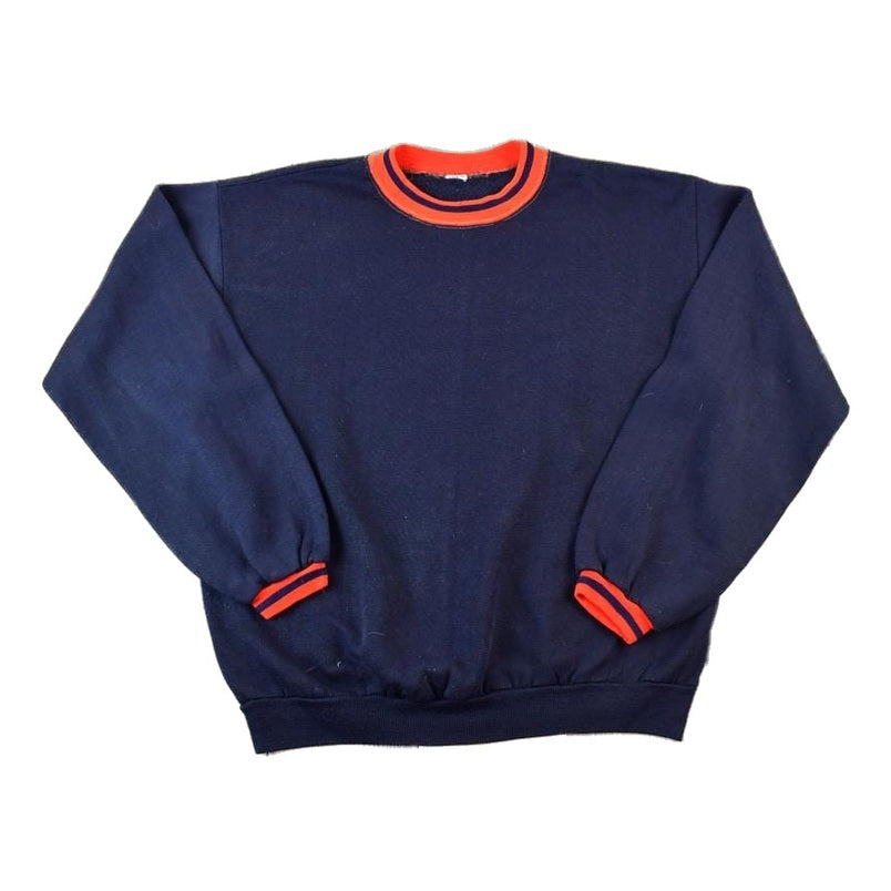 Vintage 1980s Blank Striped Collar Crewneck Sweatshirt Men's Small from propervintagecanada