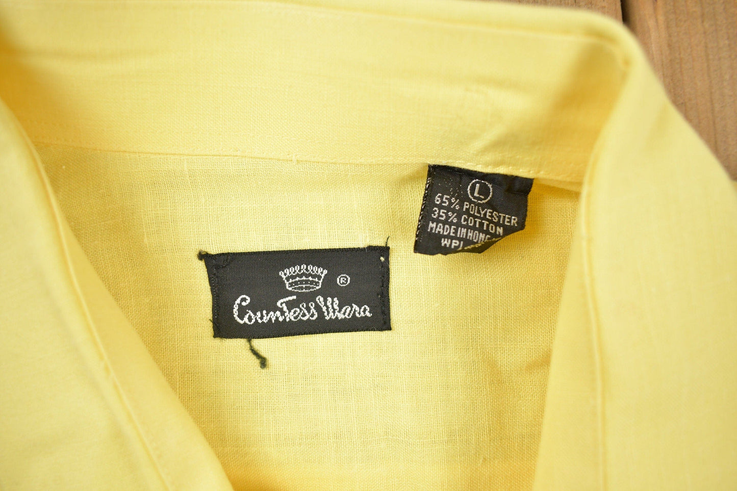 Vintage 1980s Blank Yellow Button Up Shirt Men's Large from propervintagecanada