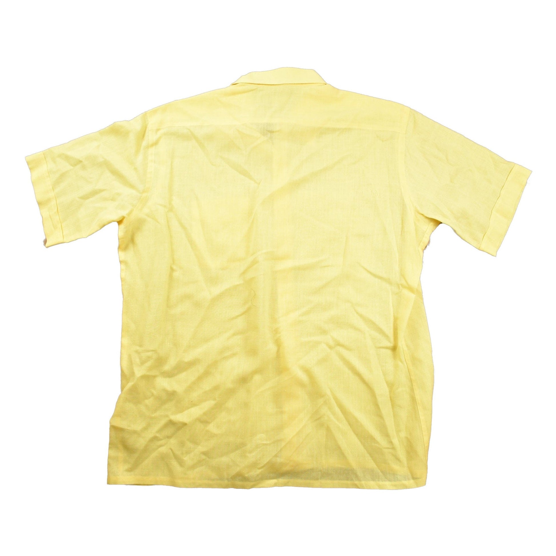 Vintage 1980s Blank Yellow Button Up Shirt Men's Large from propervintagecanada