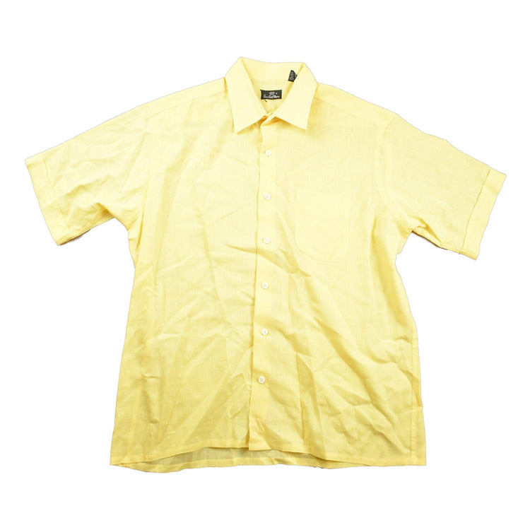 Vintage 1980s Blank Yellow Button Up Shirt Men's Large from propervintagecanada
