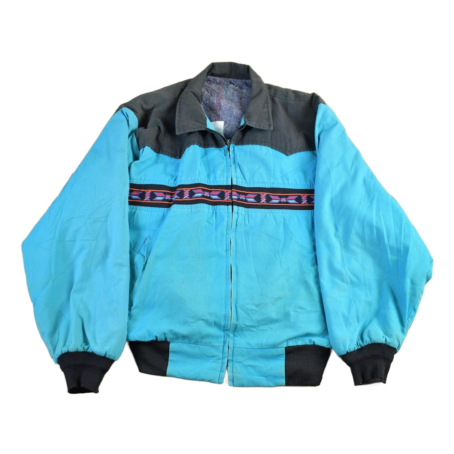 Vintage 1980s Blanket Lined Aztec Jacket Men's XL from propervintagecanada