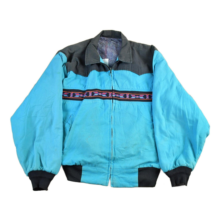 Vintage 1980s Blanket Lined Aztec Jacket Men's XL from propervintagecanada