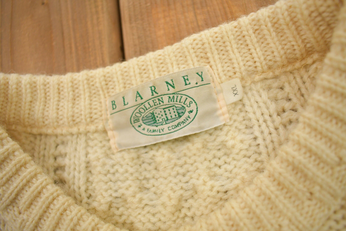 Vintage 1980s Blarney Woolen Mills Cable Knitted Sweater Men's 2XL from propervintagecanada