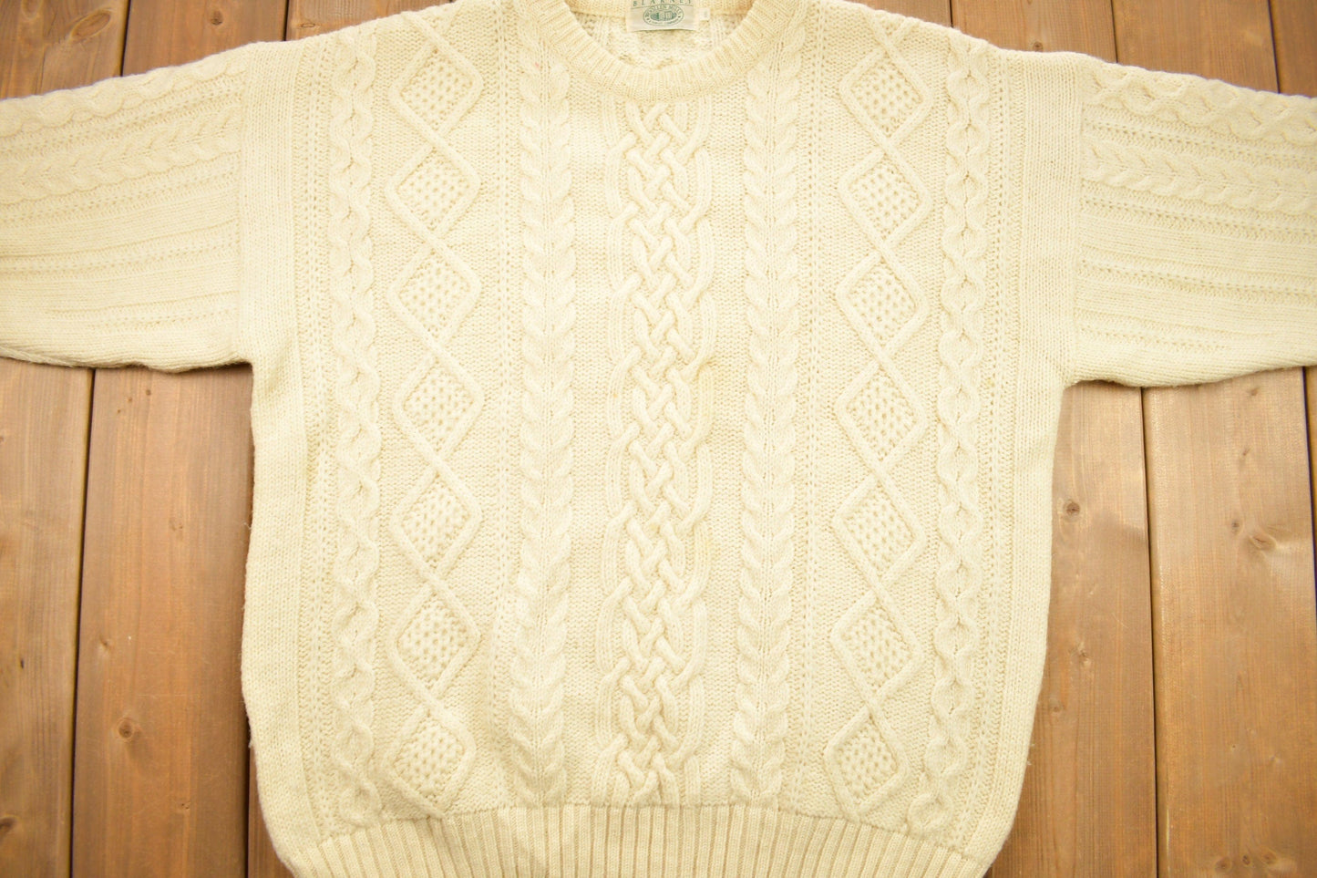 Vintage 1980s Blarney Woolen Mills Cable Knitted Sweater Men's 2XL from propervintagecanada
