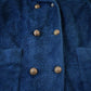 Vintage 1980s Blue Button Up Faux Fur Coat Women's L from propervintagecanada