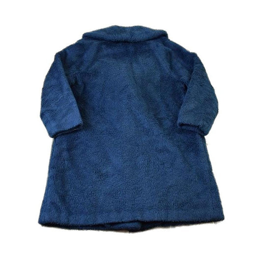 Vintage 1980s Blue Button Up Faux Fur Coat Women's L from propervintagecanada