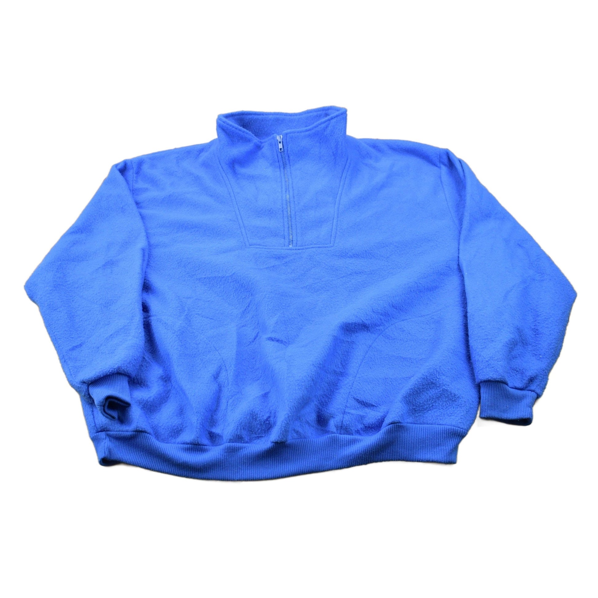 Vintage 1980s blue Quarter Zip Fleece Sweater Men's 3XL from propervintagecanada