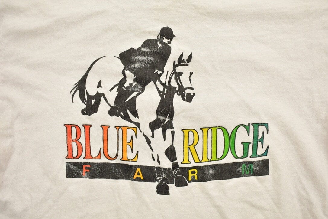 Vintage 1980s Blue Ridge Farm Theme Graphic T-Shirt Men's S from propervintagecanada