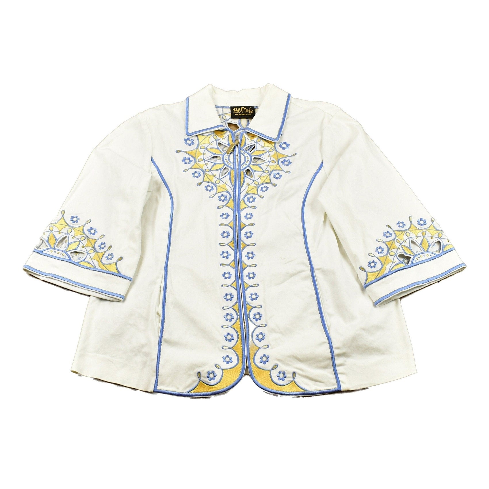 Vintage 1980s Bob Mackie Wearable Art Full Zip Light Coat Women's M-L from propervintagecanada