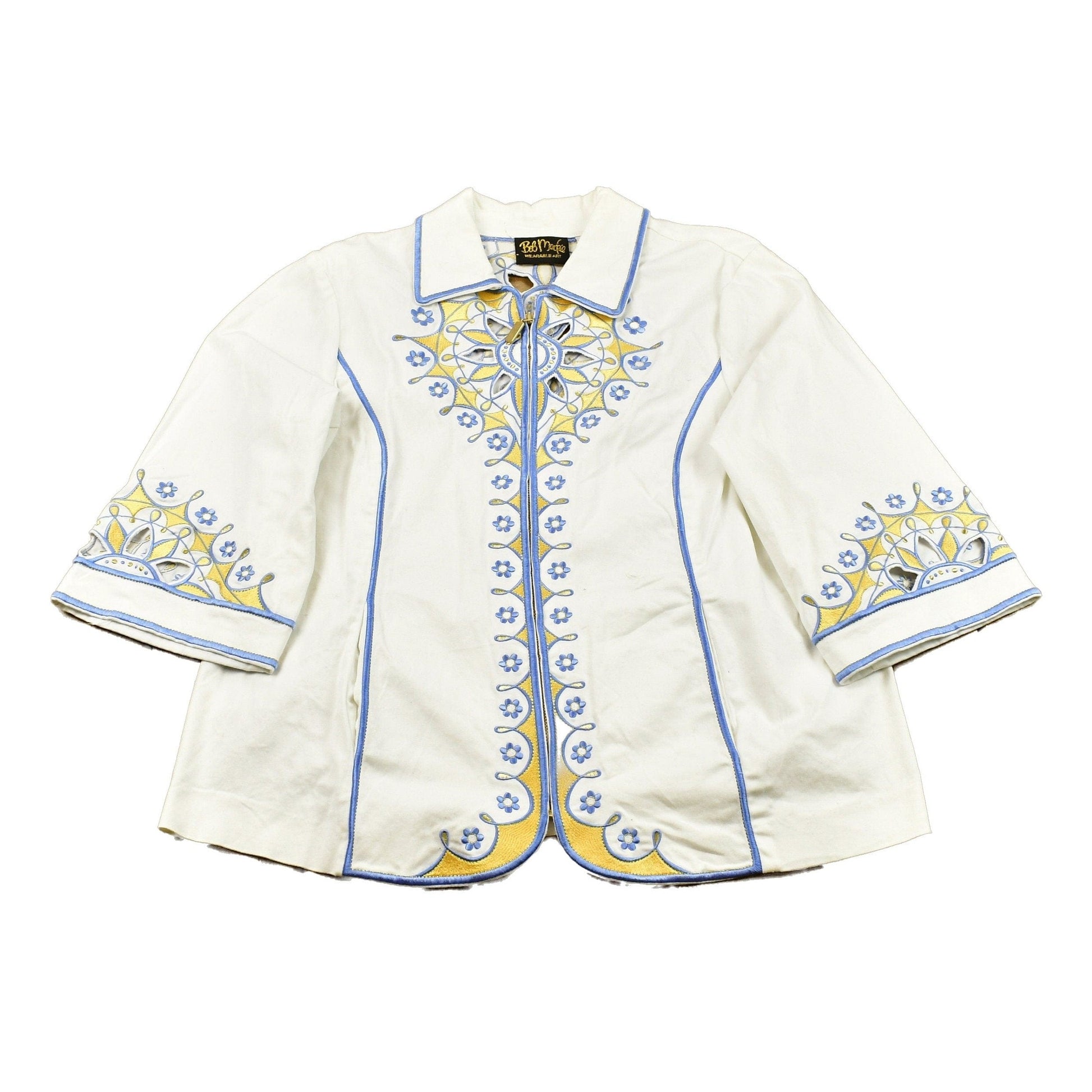 Vintage 1980s Bob Mackie Wearable Art Full Zip Light Coat Women's M-L from propervintagecanada