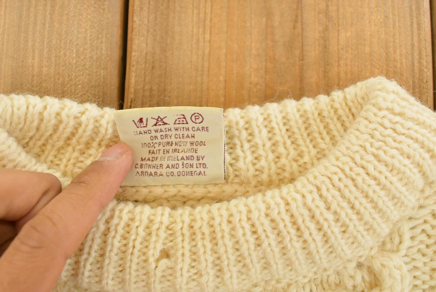 Vintage 1980s Bonner Ireland Fisherman Ribbed Wool Knit Sweater Men's Medium from propervintagecanada