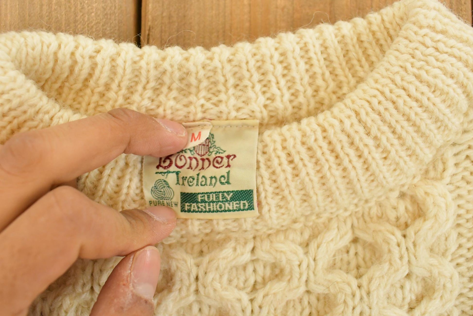 Vintage 1980s Bonner Ireland Fisherman Ribbed Wool Knit Sweater Men's Medium from propervintagecanada