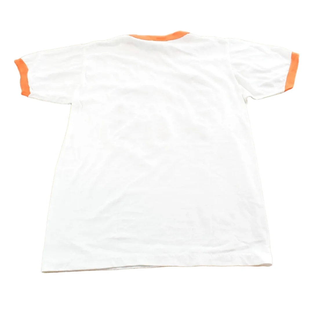 Vintage 1980s Boom Oranges Graphic Ringer T-Shirt Made In USA Mens S from propervintagecanada