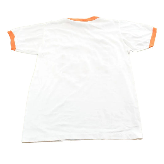 Vintage 1980s Boom Oranges Graphic Ringer T-Shirt Made In USA Mens S from propervintagecanada