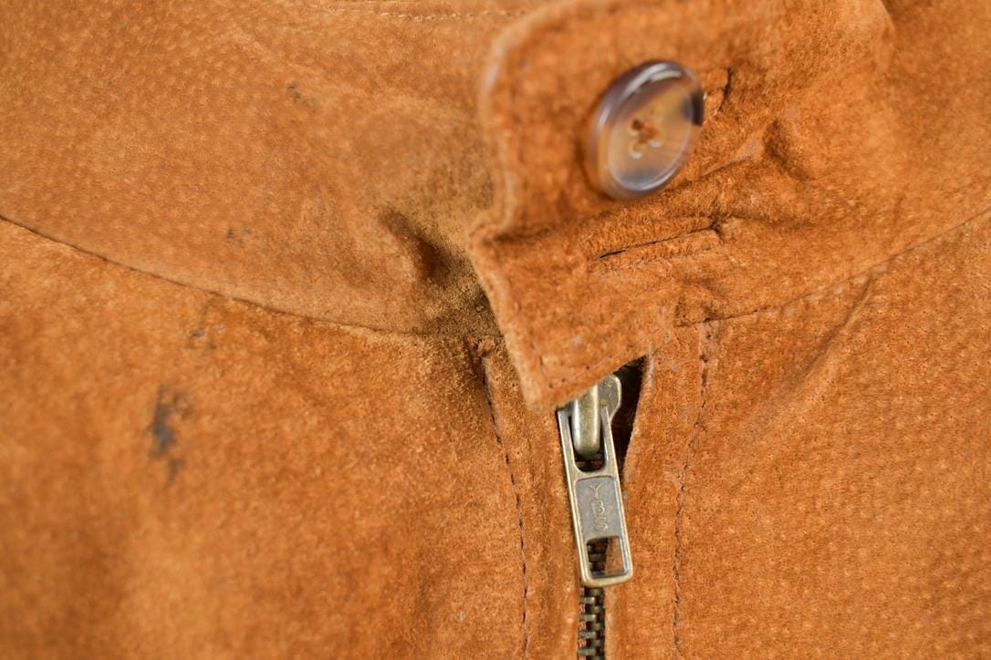 Vintage 1980s Boston Traders Suede Leather Bomber Jacket Men's XL from propervintagecanada