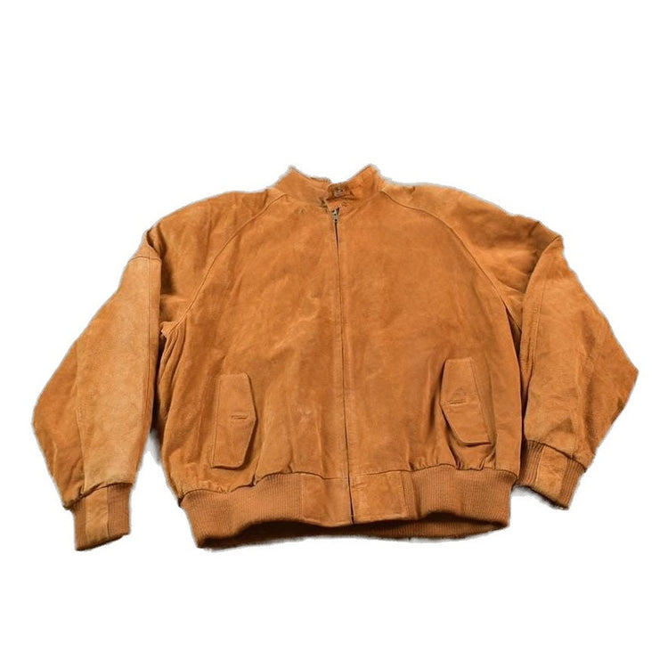 Vintage 1980s Boston Traders Suede Leather Bomber Jacket Men's XL from propervintagecanada