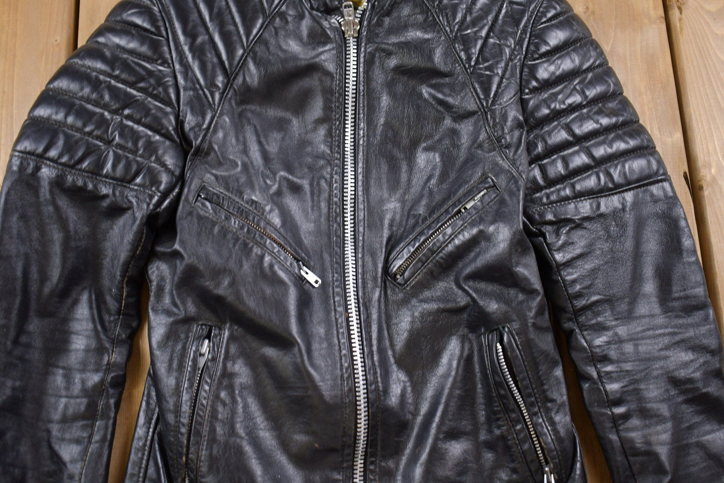 Vintage 1980s Brimaco Leather Cafe Racer Jacket Men's XS from propervintagecanada