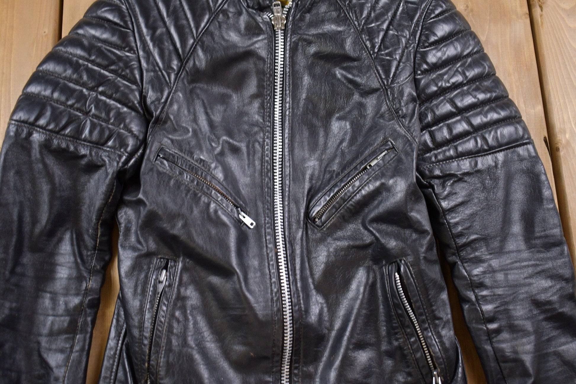 Vintage 1980s Brimaco Leather Cafe Racer Jacket Men's XS from propervintagecanada