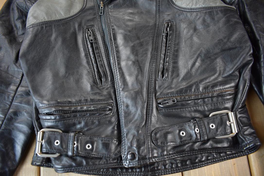 Vintage 1980s Bristol Leather Café Racer Jacket Men's Small from propervintagecanada