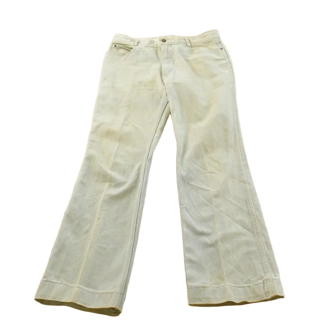 Vintage 1980s Britania Distressed Flare Denim Blue Jeans 30 x 30.5 from propervintagecanada