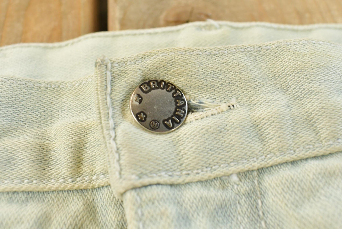 Vintage 1980s Britania Distressed Flare Denim Blue Jeans 30 x 30.5 from propervintagecanada