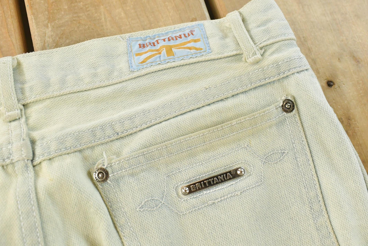 Vintage 1980s Britania Distressed Flare Denim Blue Jeans 30 x 30.5 from propervintagecanada