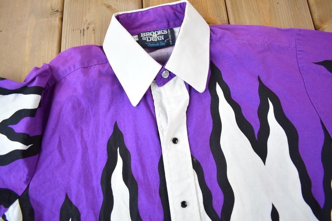 Vintage 1980s Brooks & Dunn Western Style Snap Button Shirt Men's Medium from propervintagecanada