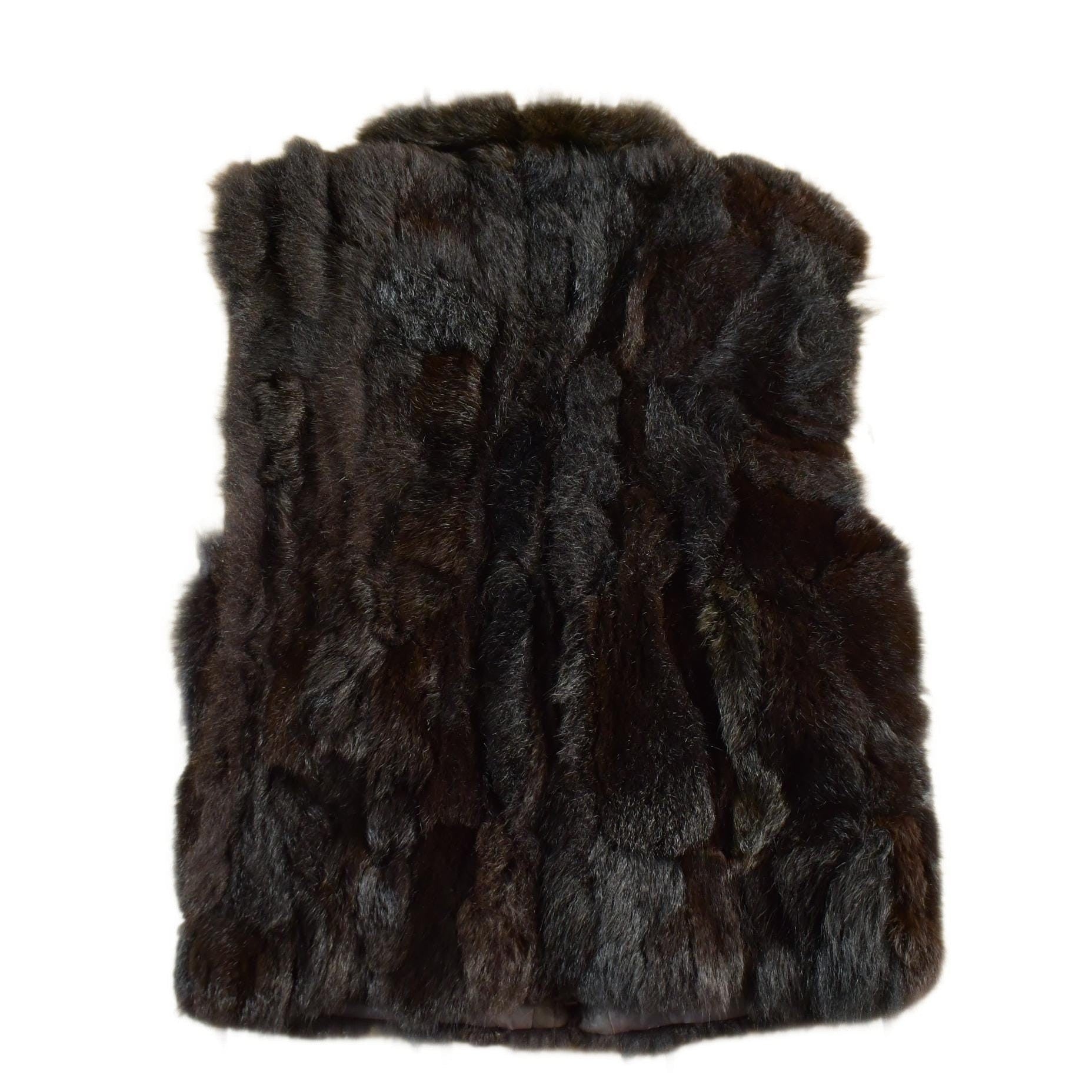 Vintage 1980s Brown Fur Zip Up Vest Jacket Women's Small from propervintagecanada