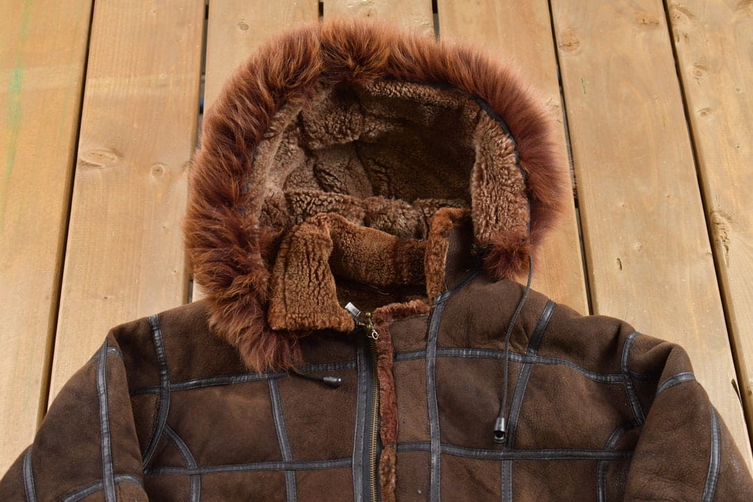 Vintage 1980s Brown Shearling Bomber Jacket from propervintagecanada
