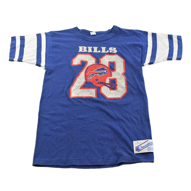 Vintage 1980s Buffalo Bills Champion NFL Graphic Jersey T-Shirt Men's S from propervintagecanada