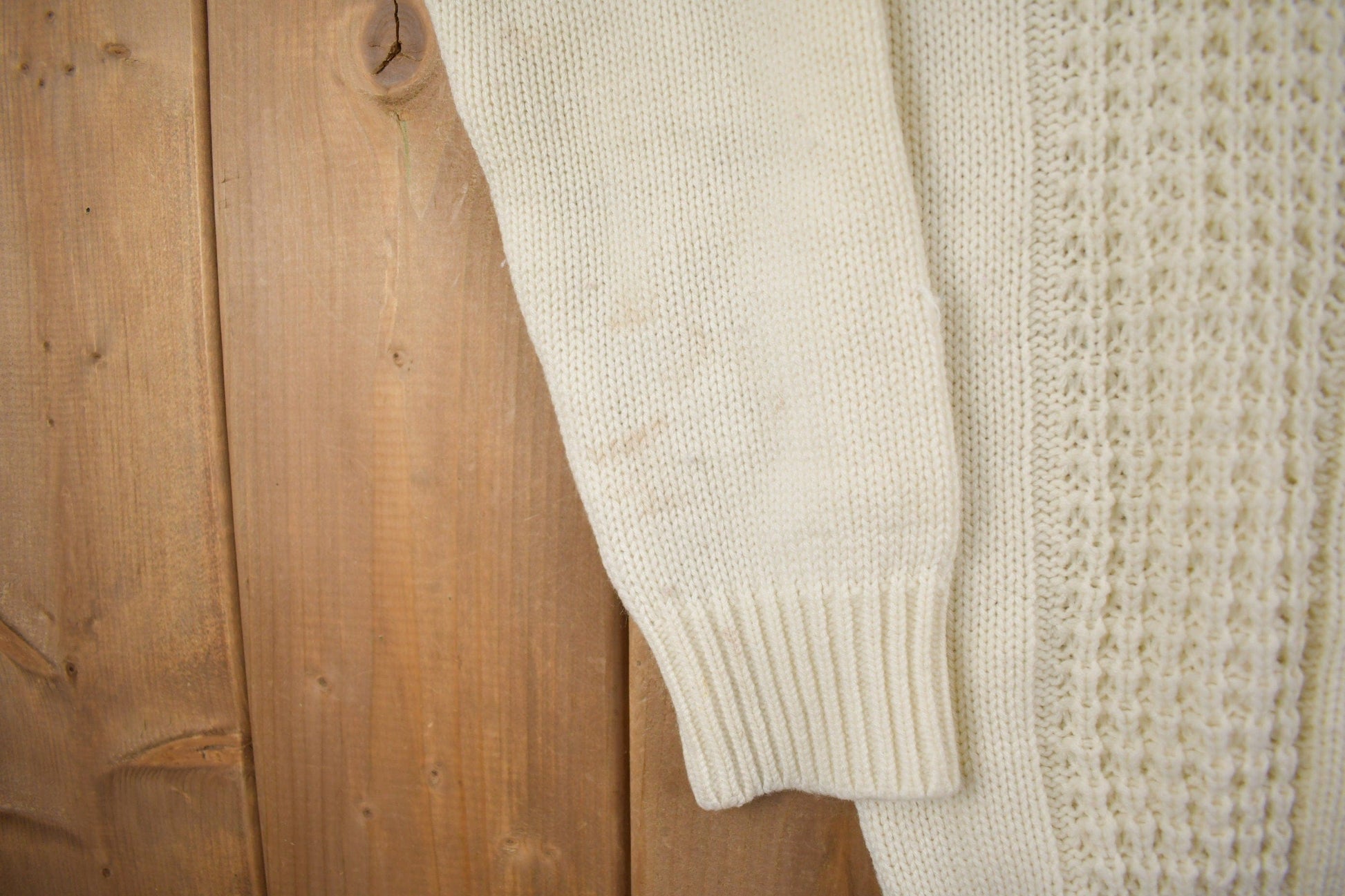 Vintage 1980s Cable Knit Acrylic Cardigan Sweater Men's Small from propervintagecanada
