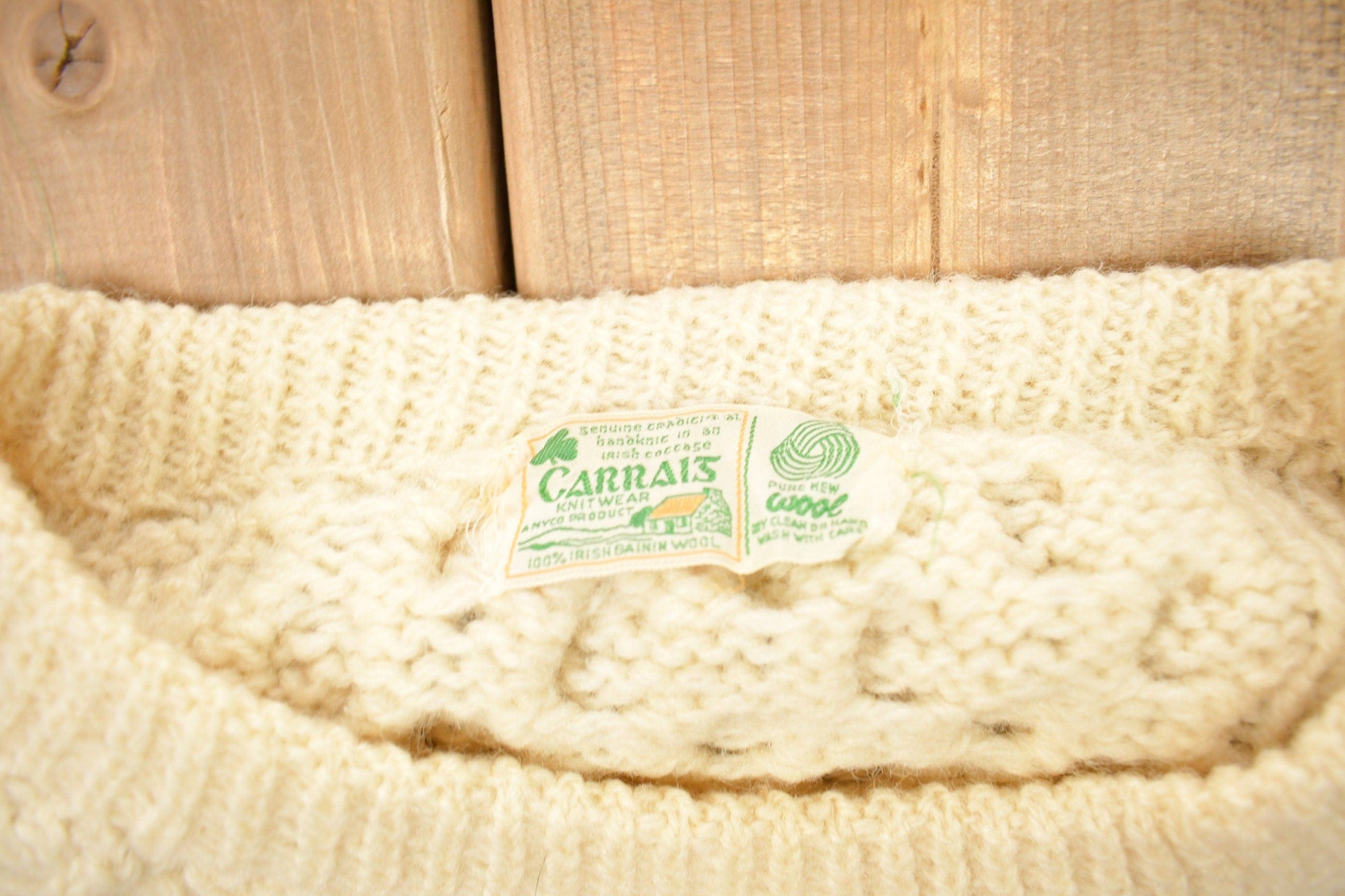 Vintage 1980s Cable Knitted Crewneck Sweater Men's XL from propervintagecanada