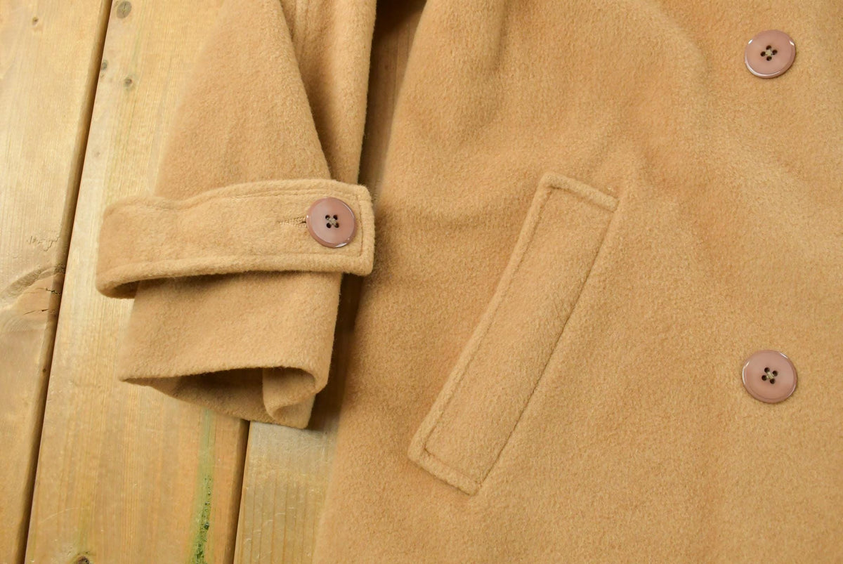 Vintage 1980s Camel Hair Double Breasted Trench Coat Jacket Women's L / Union Made in USA / 80s Streetwear / Outerwear from propervintagecanada