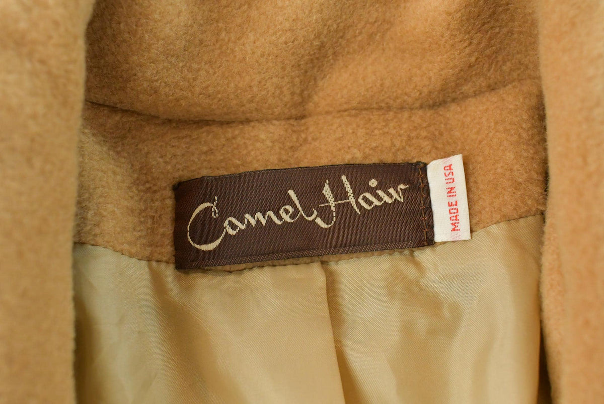 Vintage 1980s Camel Hair Double Breasted Trench Coat Jacket Women's L / Union Made in USA / 80s Streetwear / Outerwear from propervintagecanada