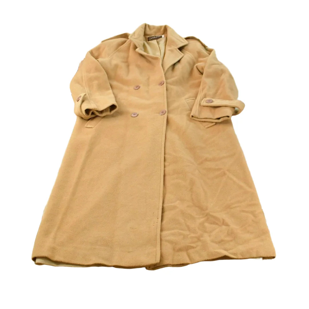 Vintage 1980s Camel Hair Double Breasted Trench Coat Jacket Women's L / Union Made in USA / 80s Streetwear / Outerwear from propervintagecanada