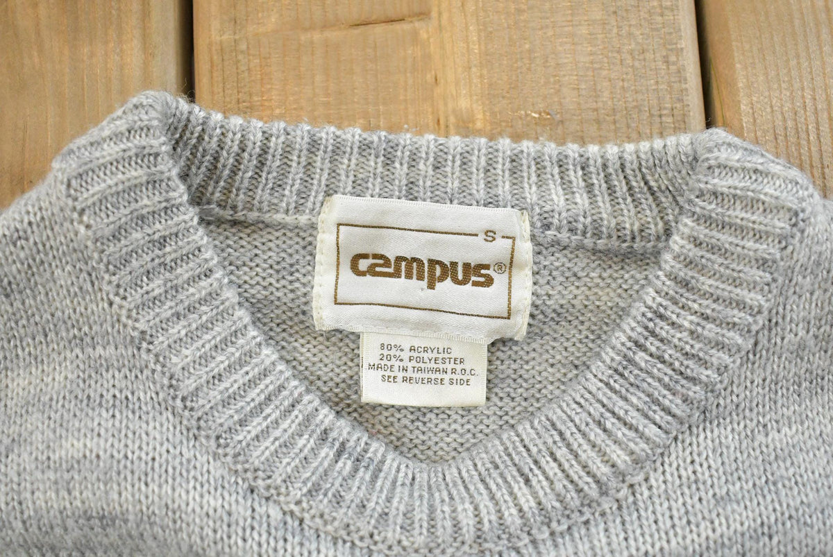 Vintage 1980s Campus Knit Abstract Argyle Pattern Crewneck Sweater Men's S from propervintagecanada