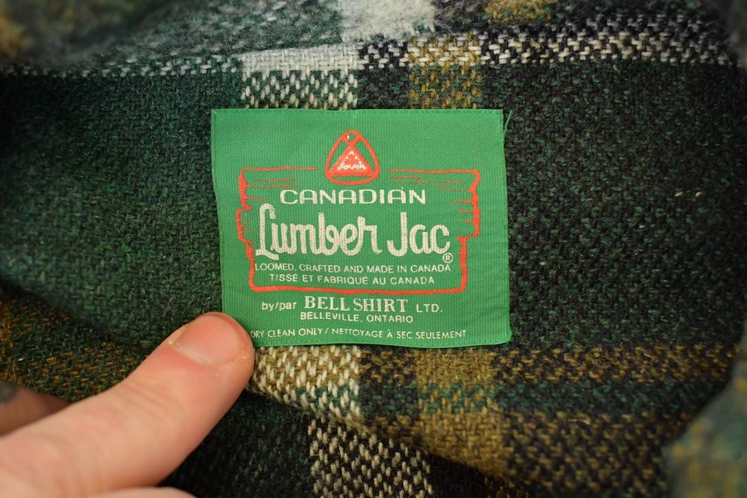 Vintage 1980s Canadian Lumberjack Plaid Button Up Shirt Men's L from propervintagecanada