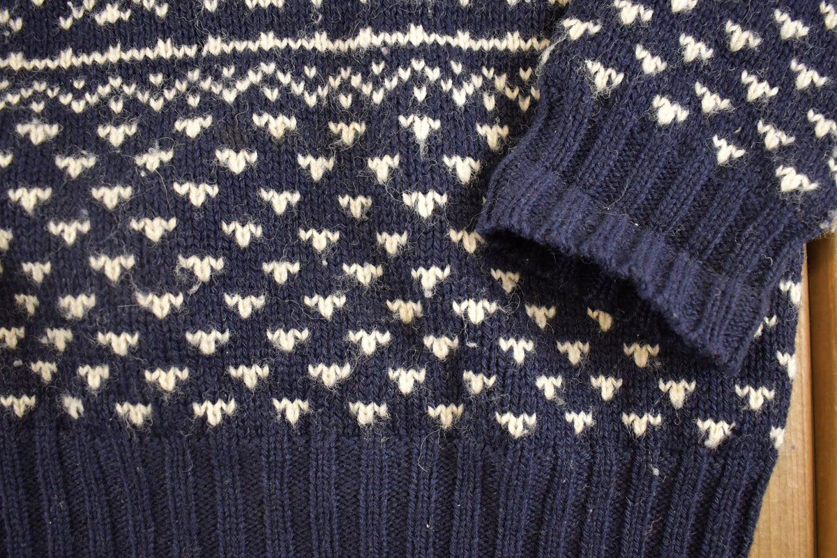 Vintage 1980s Canvasback Bay AOP Fighting Buck Wool Knit Crewneck Sweater Women's M from propervintagecanada