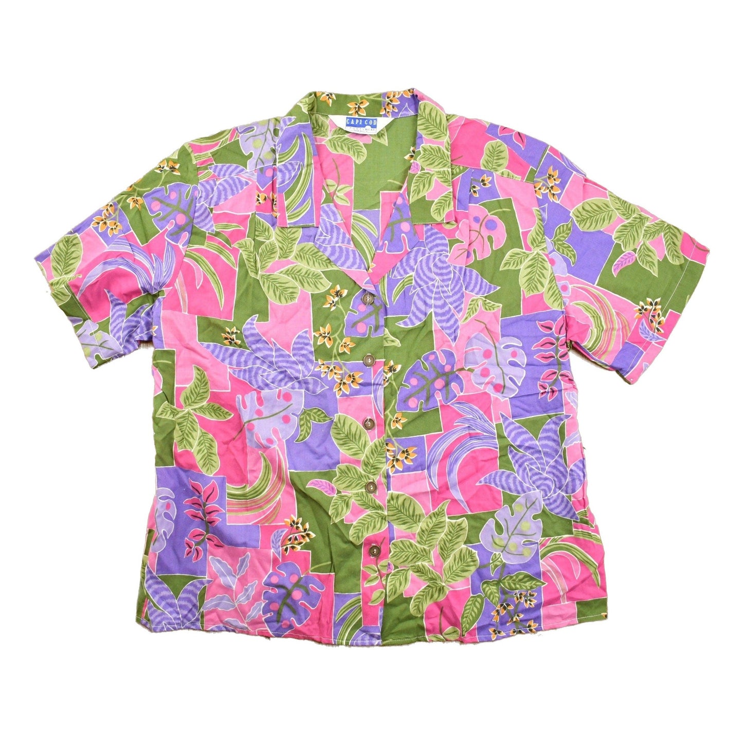 Vintage 1980s Cape Cod Sportswear Abstract Floral Button Up Shirt Men's Large from propervintagecanada
