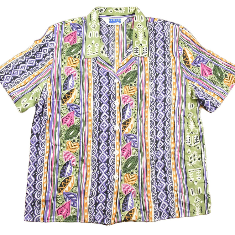 Vintage 1980s Cape Cod Sportswear Abstract Floral Button Up Shirt Men's Large from propervintagecanada