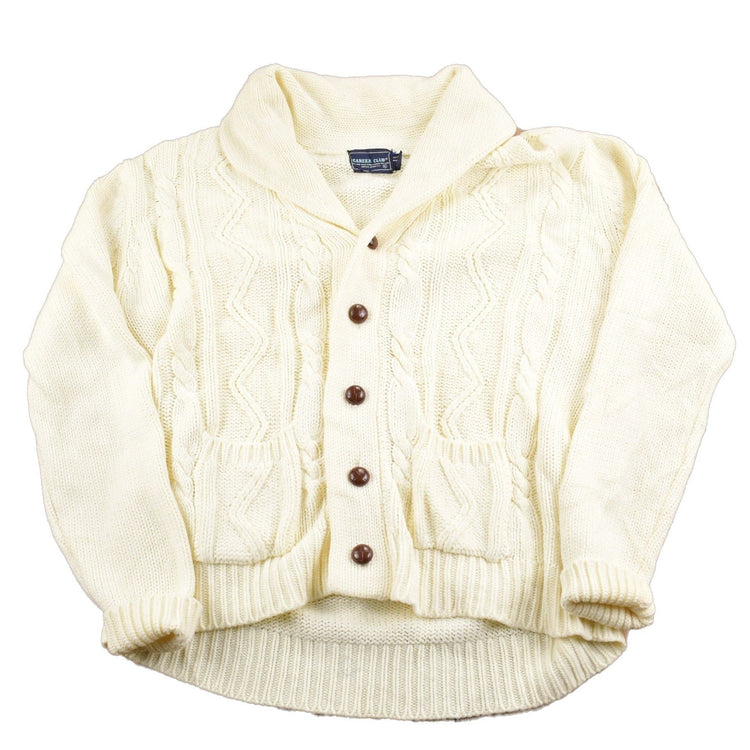 Vintage 1980s Career Club Cable Knitted Cardigan Sweater Men's XL from propervintagecanada