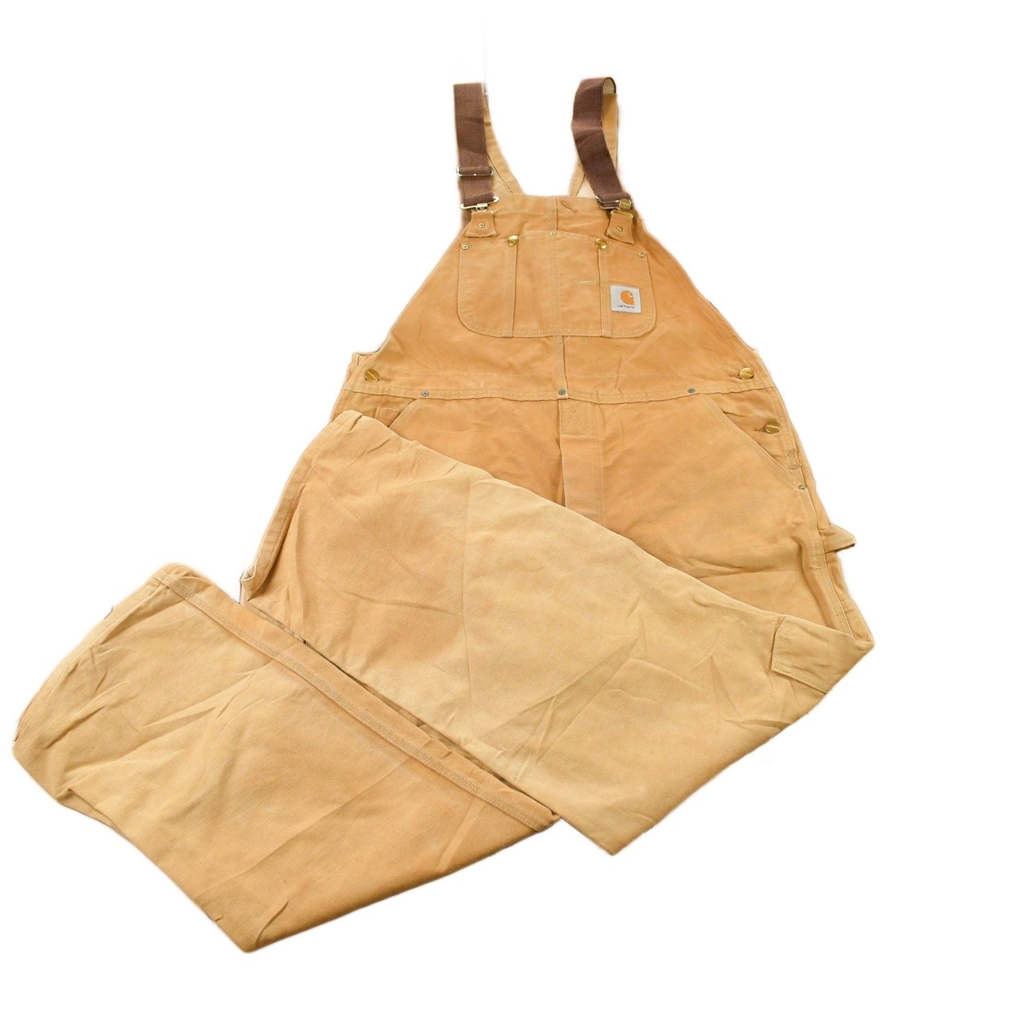 Vintage 1980s Carhartt Beige Canvas Double Knee Overalls Men's 40 x 30 from propervintagecanada