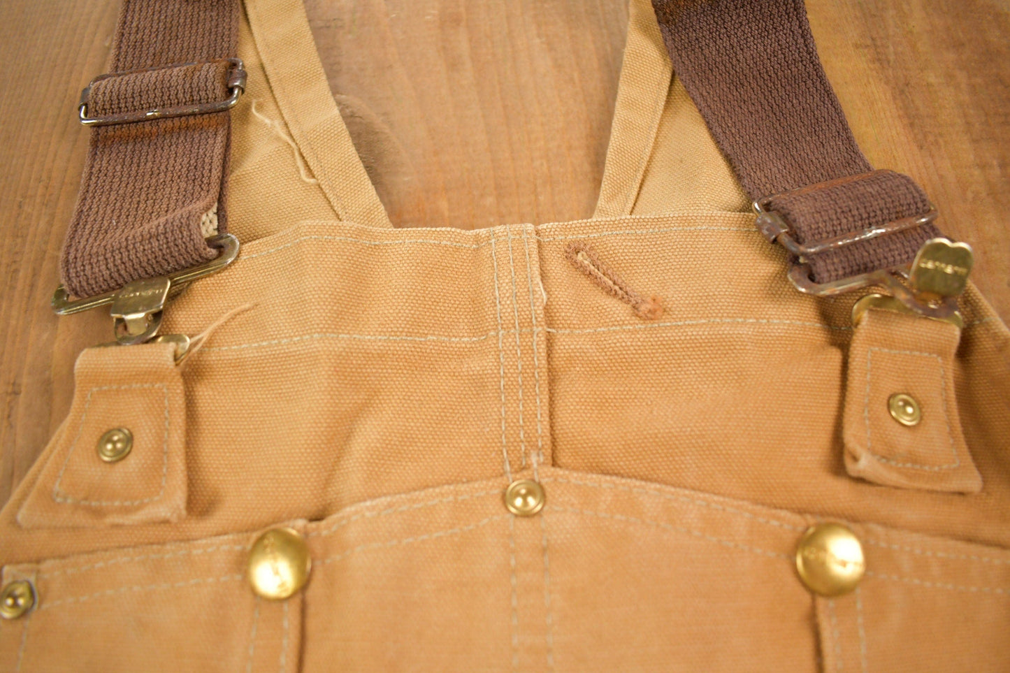 Vintage 1980s Carhartt Beige Canvas Double Knee Overalls Men's 40 x 30 from propervintagecanada