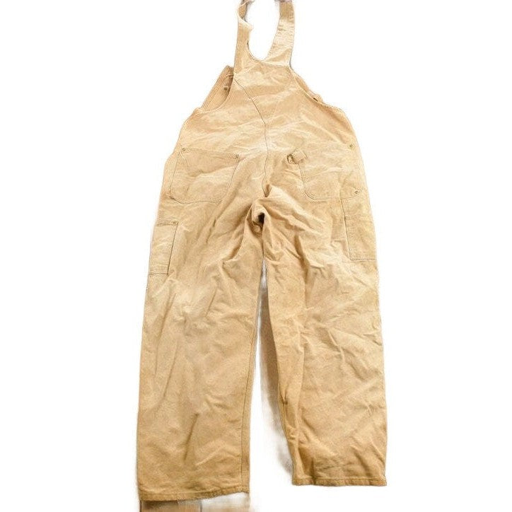 Vintage 1980s Carhartt Beige Canvas Double Knee Overalls Men's 42 x 30 from propervintagecanada