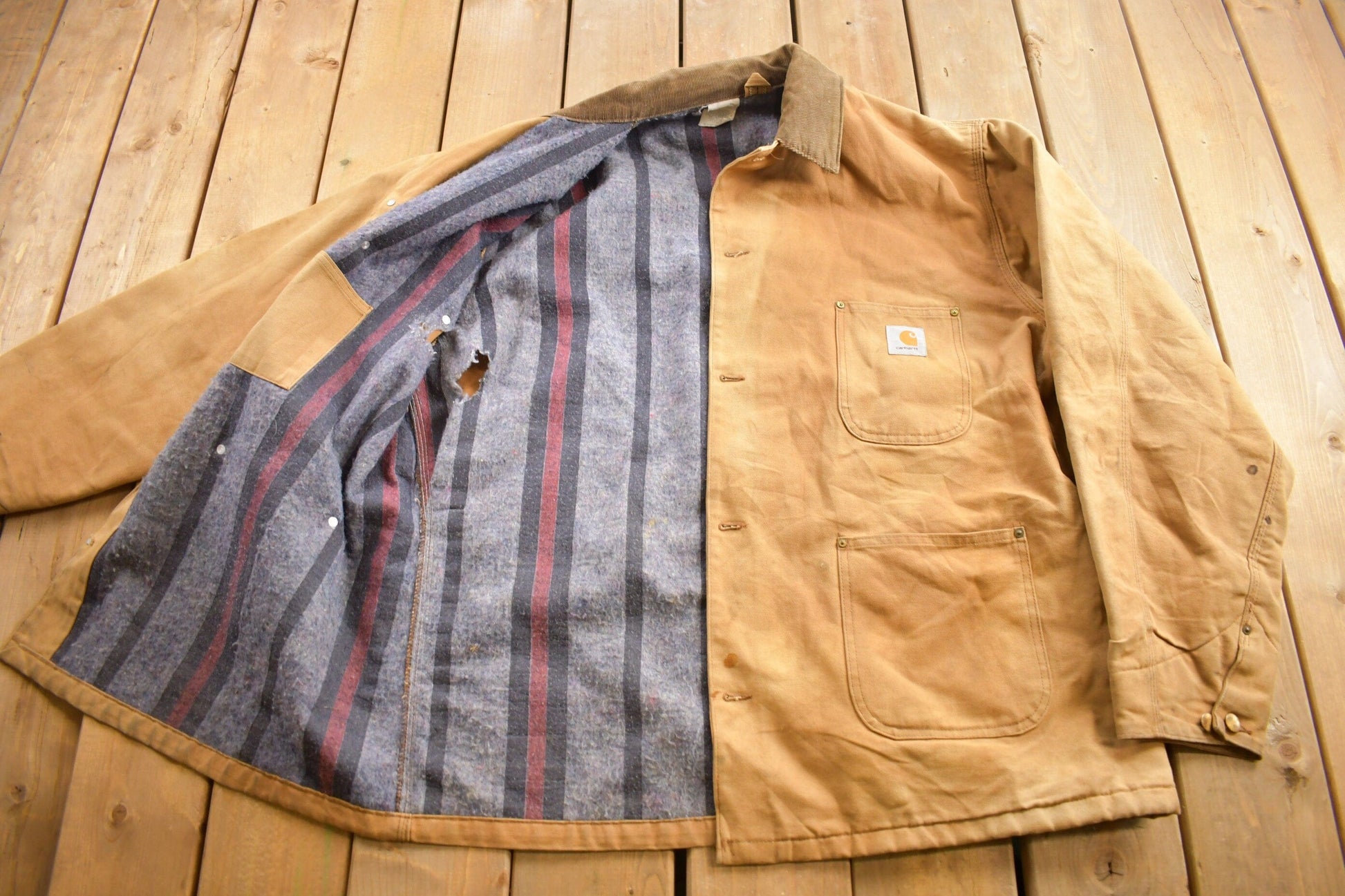 Vintage 1980s Carhartt Blanket Lined Chore Coat Men's 2XL from propervintagecanada