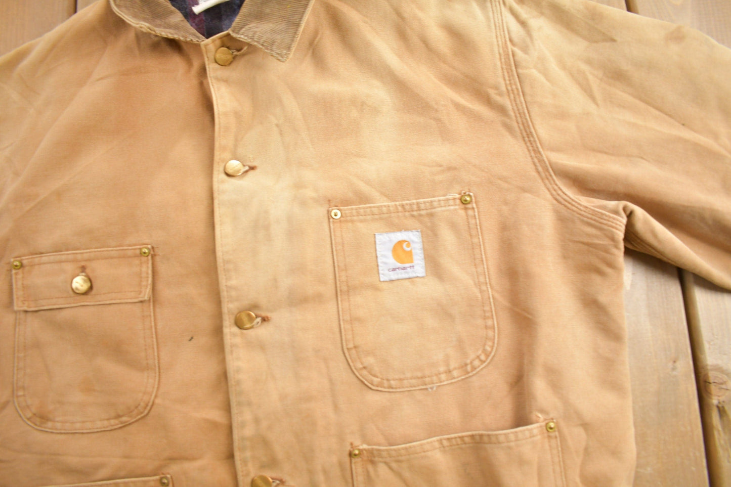 Vintage 1980s Carhartt Blanket Lined Chore Coat Men's Large from propervintagecanada