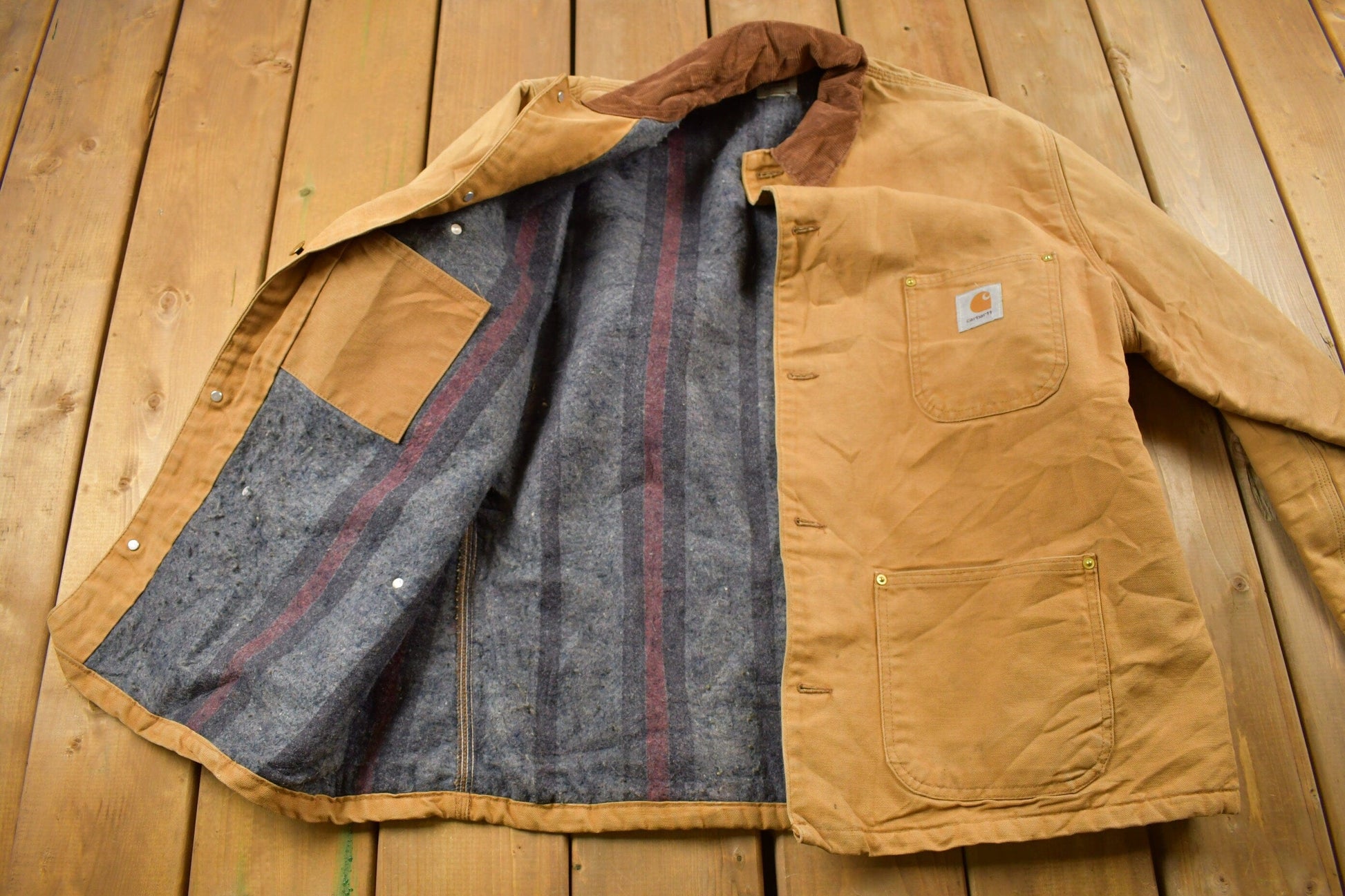 Vintage 1980s Carhartt Blanket Lined Chore Coat Men's XL from propervintagecanada
