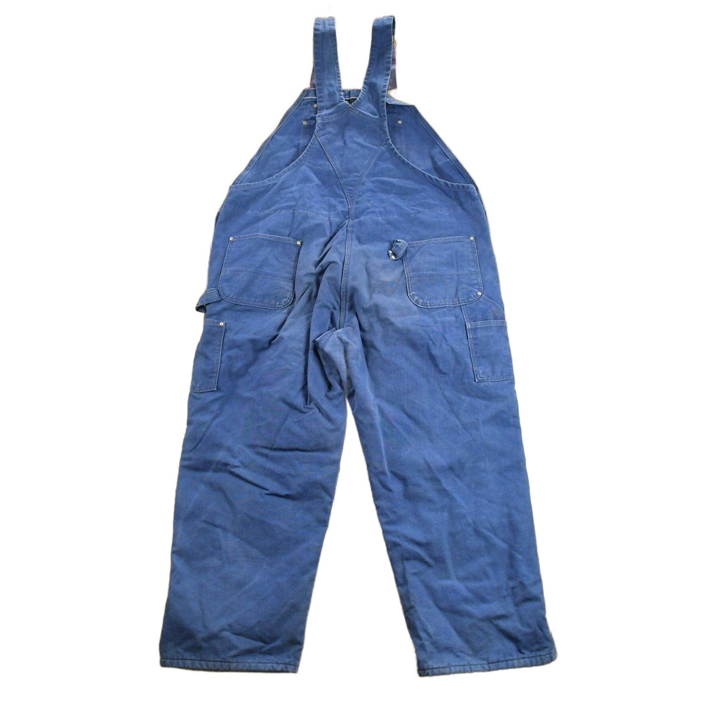 Vintage 1980s Carhartt Blue Canvas Double Knee Overalls Men's 48 x 30 from propervintagecanada