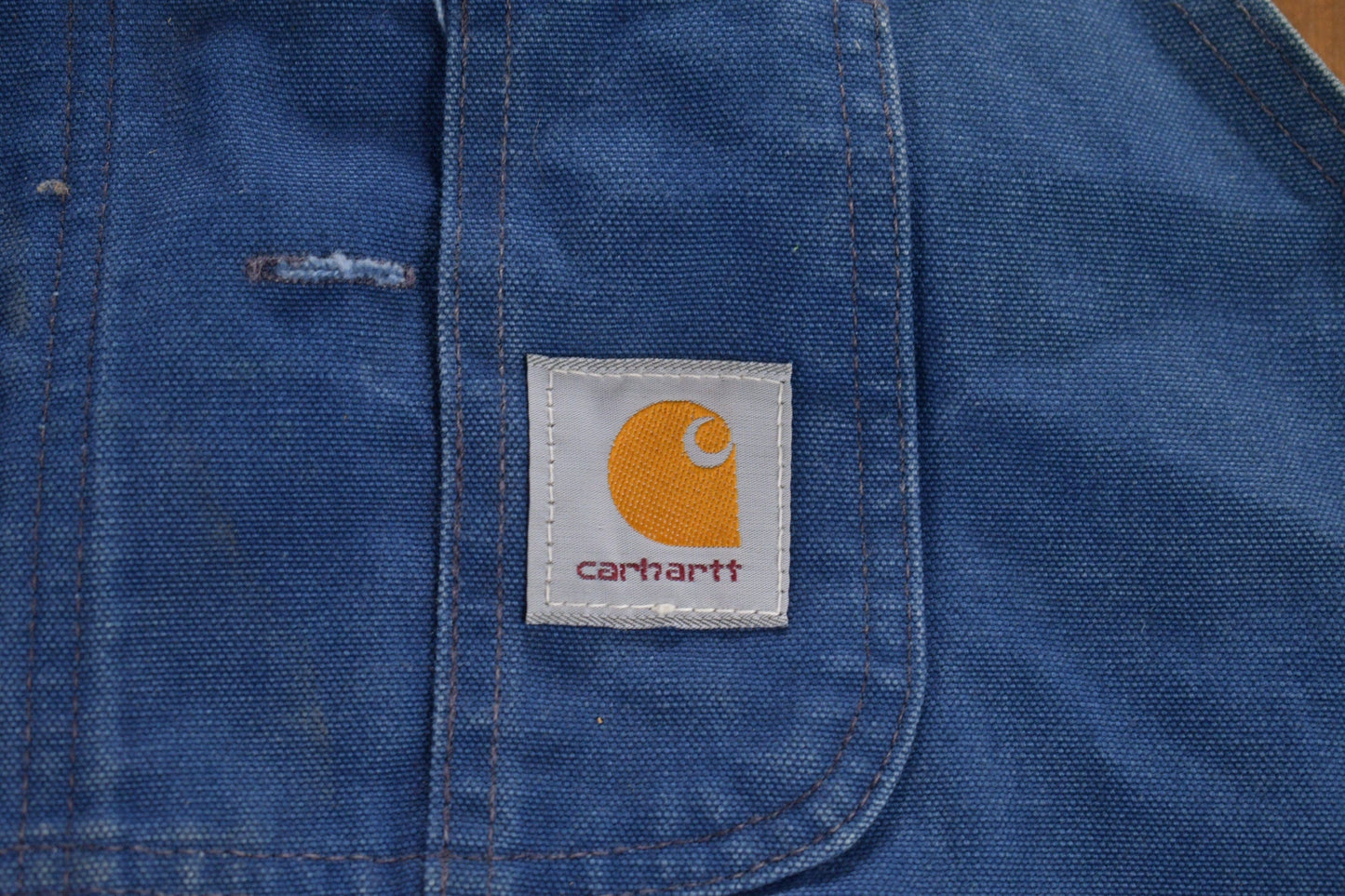 Vintage 1980s Carhartt Blue Canvas Double Knee Overalls Men's 48 x 30 from propervintagecanada